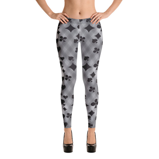 Grey & Black Playing Card Leggings