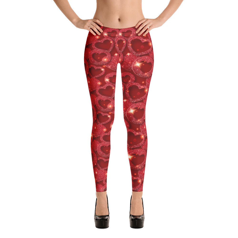 Lovely Red Hearts Leggings