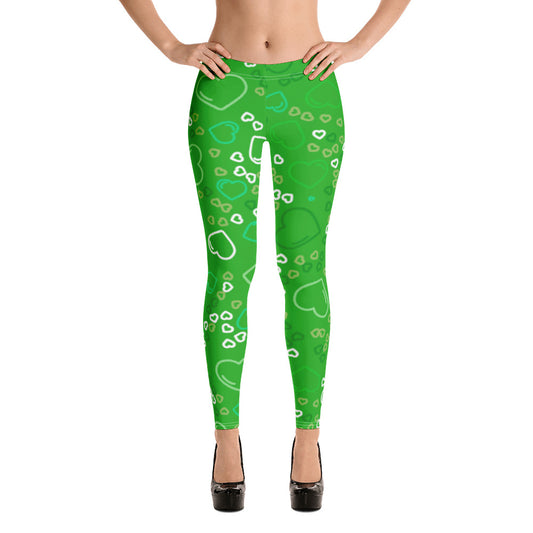 Green Hearts Leggings