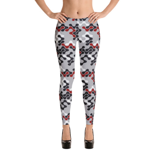 Red, Black & White Abstract Leggings