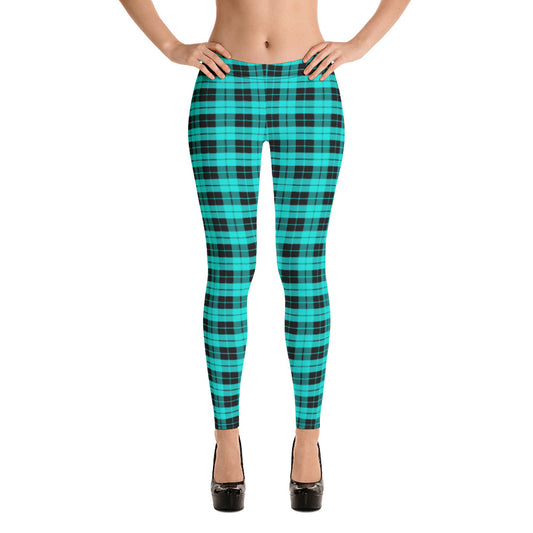 Teal & Black Plaid Leggings