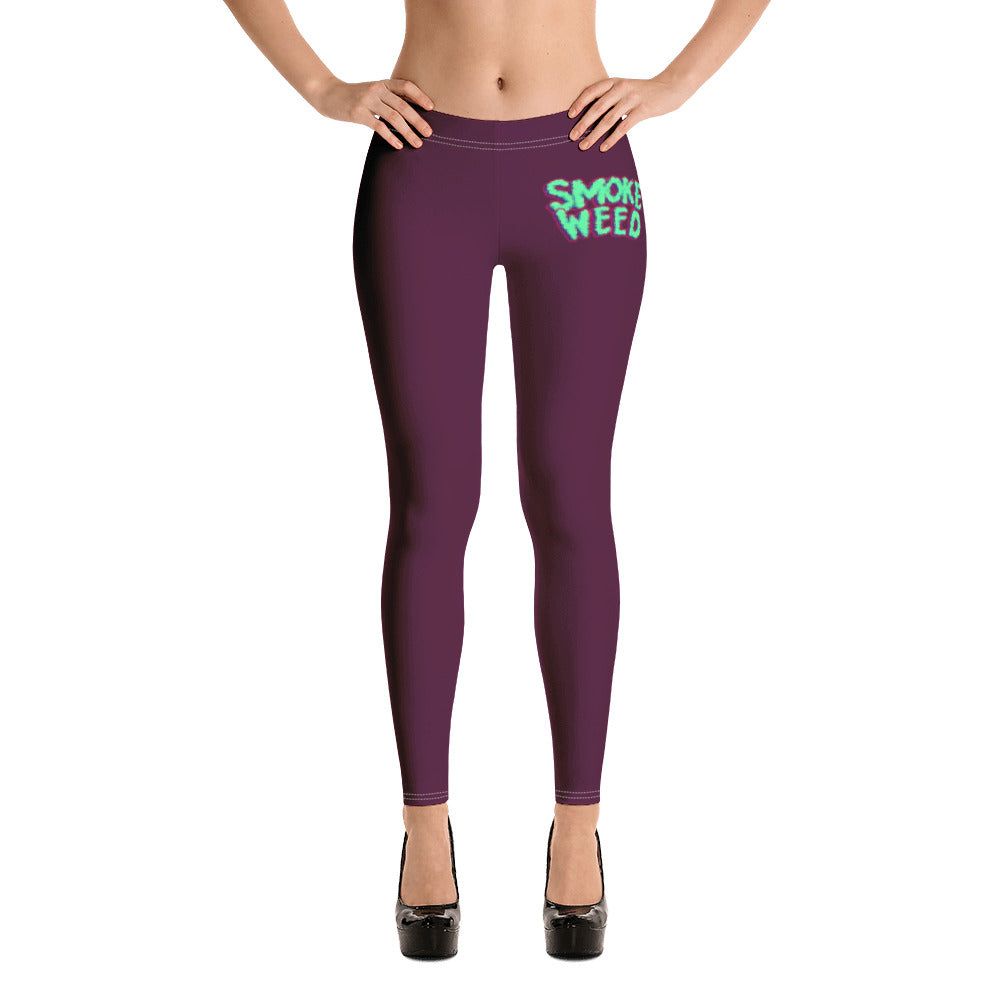 Maroon & Teal Smoke Weed Stoners Only Leggings