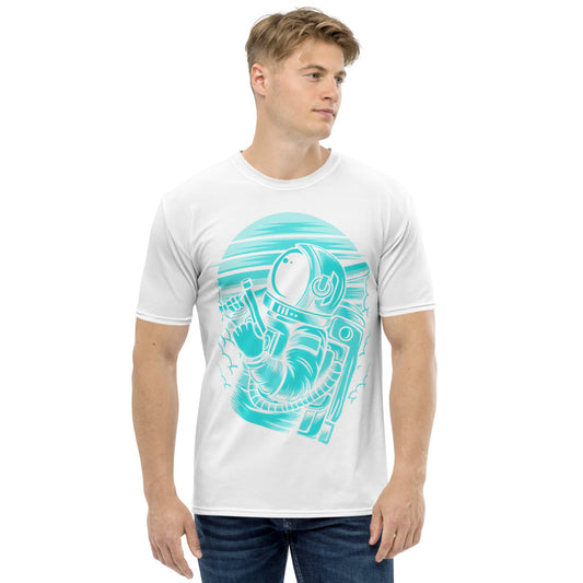 White & Teal Astronaut Status Men's T-shirt