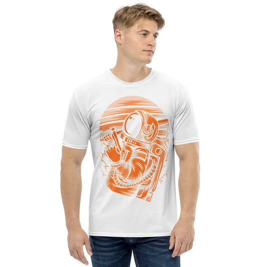 White & Orange Astronaut Status Men's T-shirt