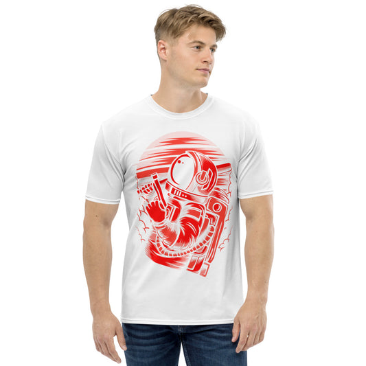 White & Red Astronaut Status Men's T-shirt