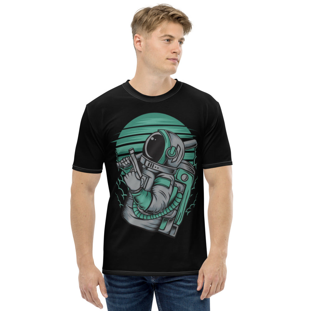 Black & Teal Astronaut Status Men's T-shirt