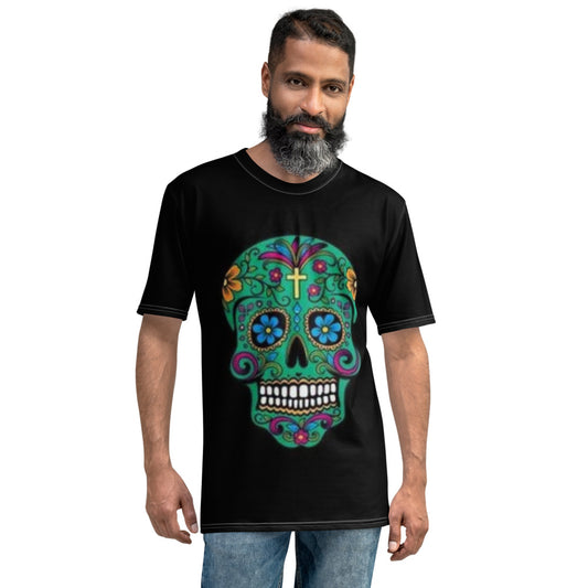 Teal Sugar Skull Men's T-shirt