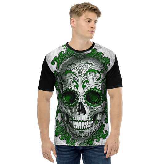 Green & White Sugar Skull Men's T-shirt