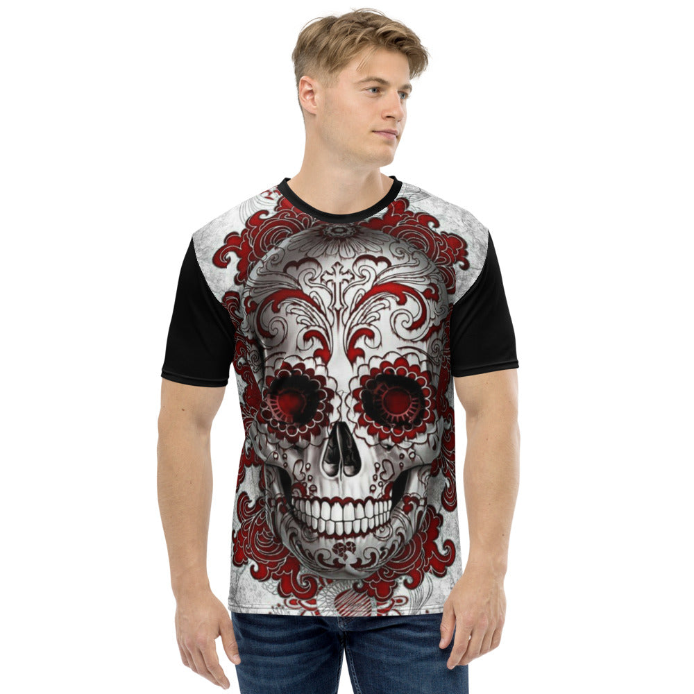 Red & White Sugar Skull Men's T-shirt