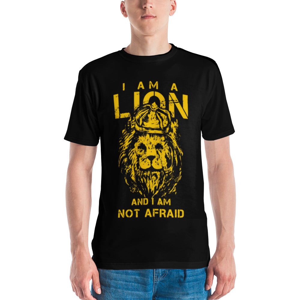 I am a Lion and I am Not Afraid in Gold Men's T-shirt