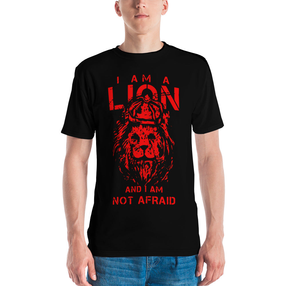 I am a Lion and I am Not Afraid in Red Men's T-shirt