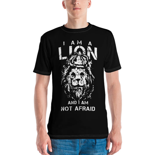 I am a Lion and I am Not Afraid in White Men's T-shirt