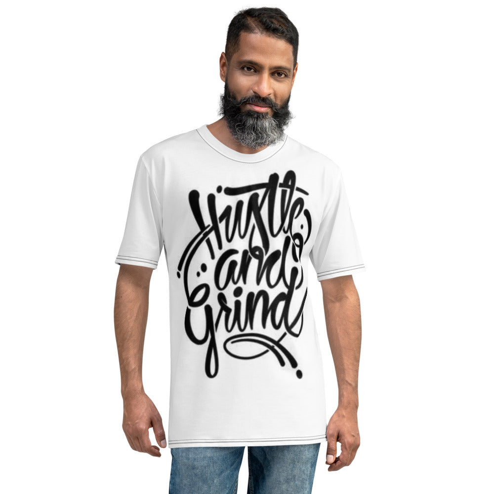 Hustle And Grind White Men's T-shirt