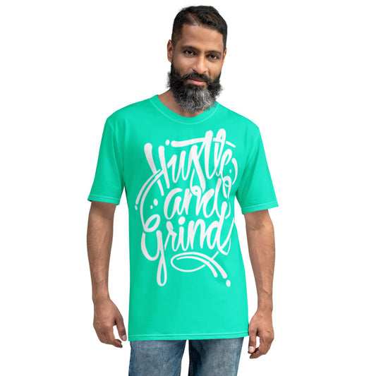 Hustle And Grind Teal Men's T-shirt