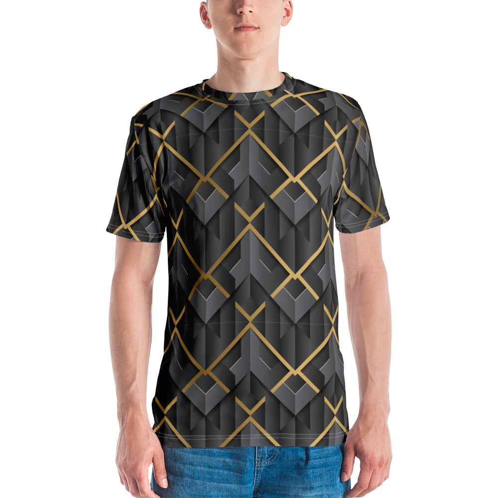 Black Abstract Geometric Men's T-Shirt