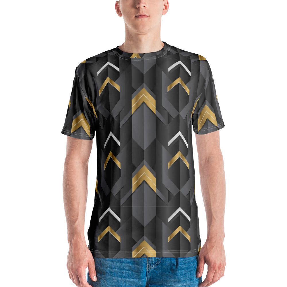 Black Abstract Geometric Men's T-Shirt