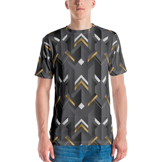 Black Abstract Geometric Men's T-Shirt