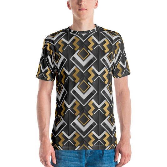 Black Abstract Geometric Men's T-Shirt