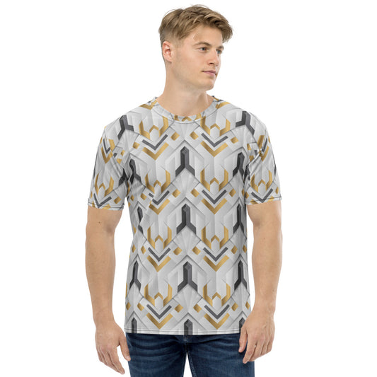 White Abstract Geometric Men's T-Shirt