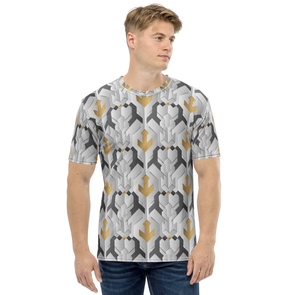 White Abstract Geometric Men's T-Shirt