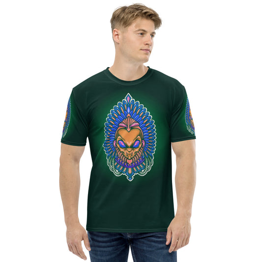 Dark Green & Golden Alien Aztec Indian Men's T-shirt