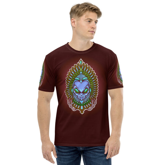 Maroon & Blue Alien Aztec Indian Men's T-shirt