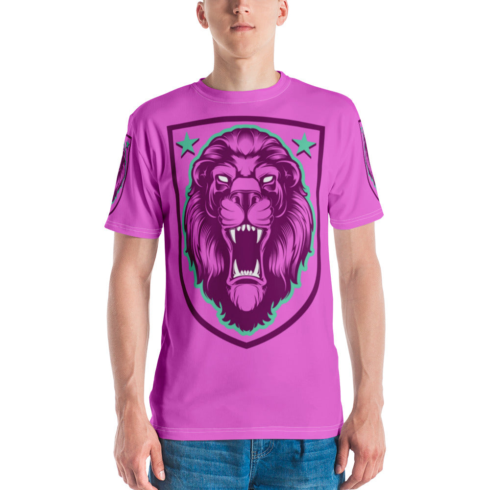 Pink & Green Lion Shield Men's T-shirt