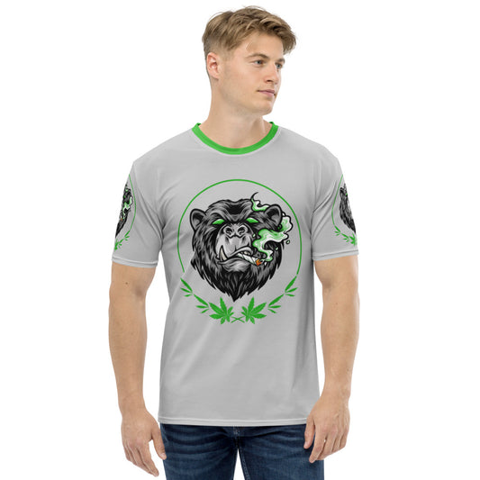 Stoners Only Grey & Green Smoking Bear Men's T-shirt