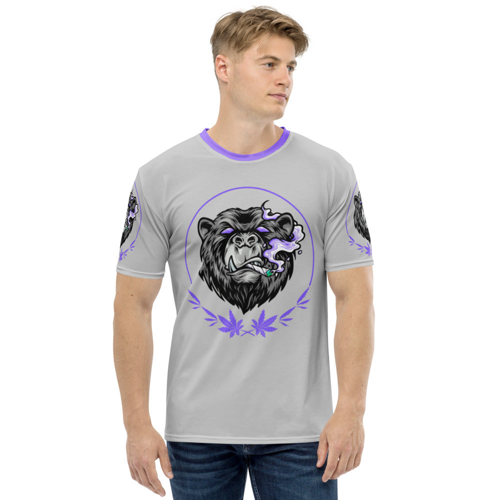 Stoners Only Grey & Purple Smoking Bear Men's T-shirt