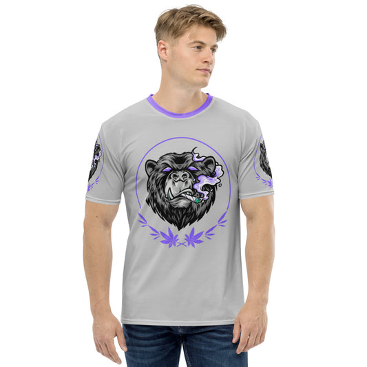 Stoners Only Grey & Purple Smoking Bear Men's T-shirt