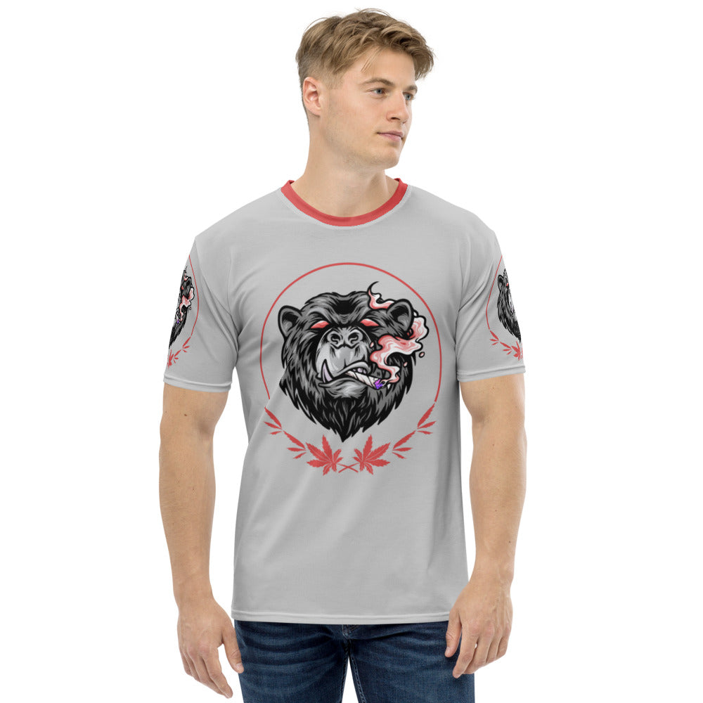 Stoners Only Grey & Red Smoking Bear Men's T-shirt