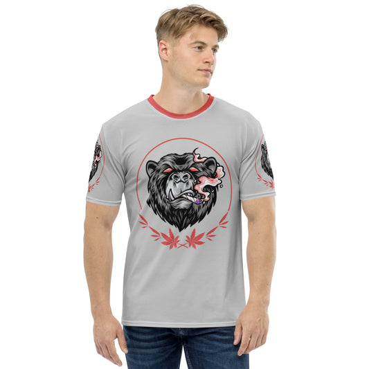 Stoners Only Grey & Red Smoking Bear Men's T-shirt