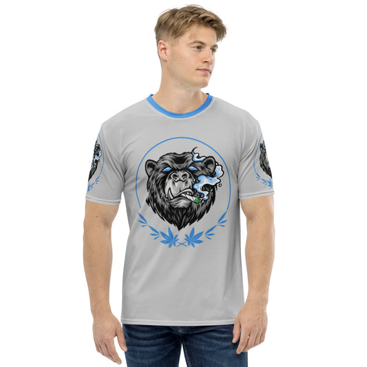 Stoners Only Grey & Blue Smoking Bear Men's T-shirt