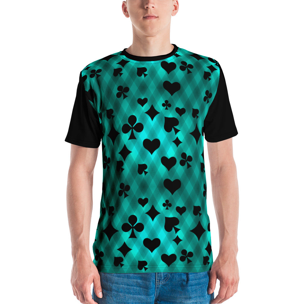 Teal & Black Playing Card Men's t-shirt