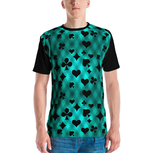 Teal & Black Playing Card Men's t-shirt