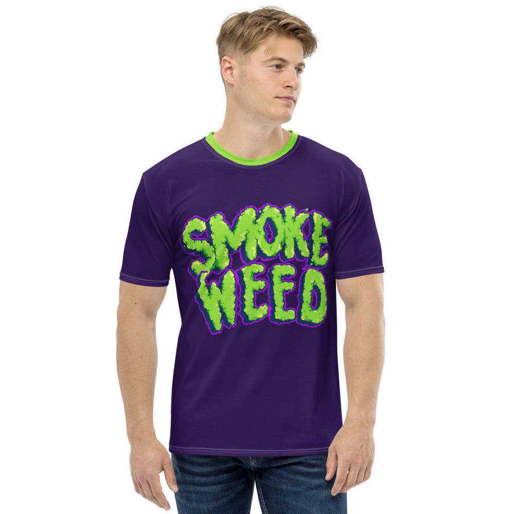 Navy Blue & Green Smoke Weed Stoners Only Men's t-shirt