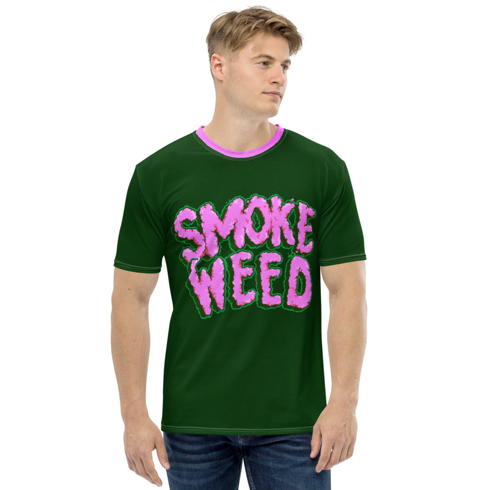 Dark Green & Pink Smoke Weed Stoners Only Men's t-shirt