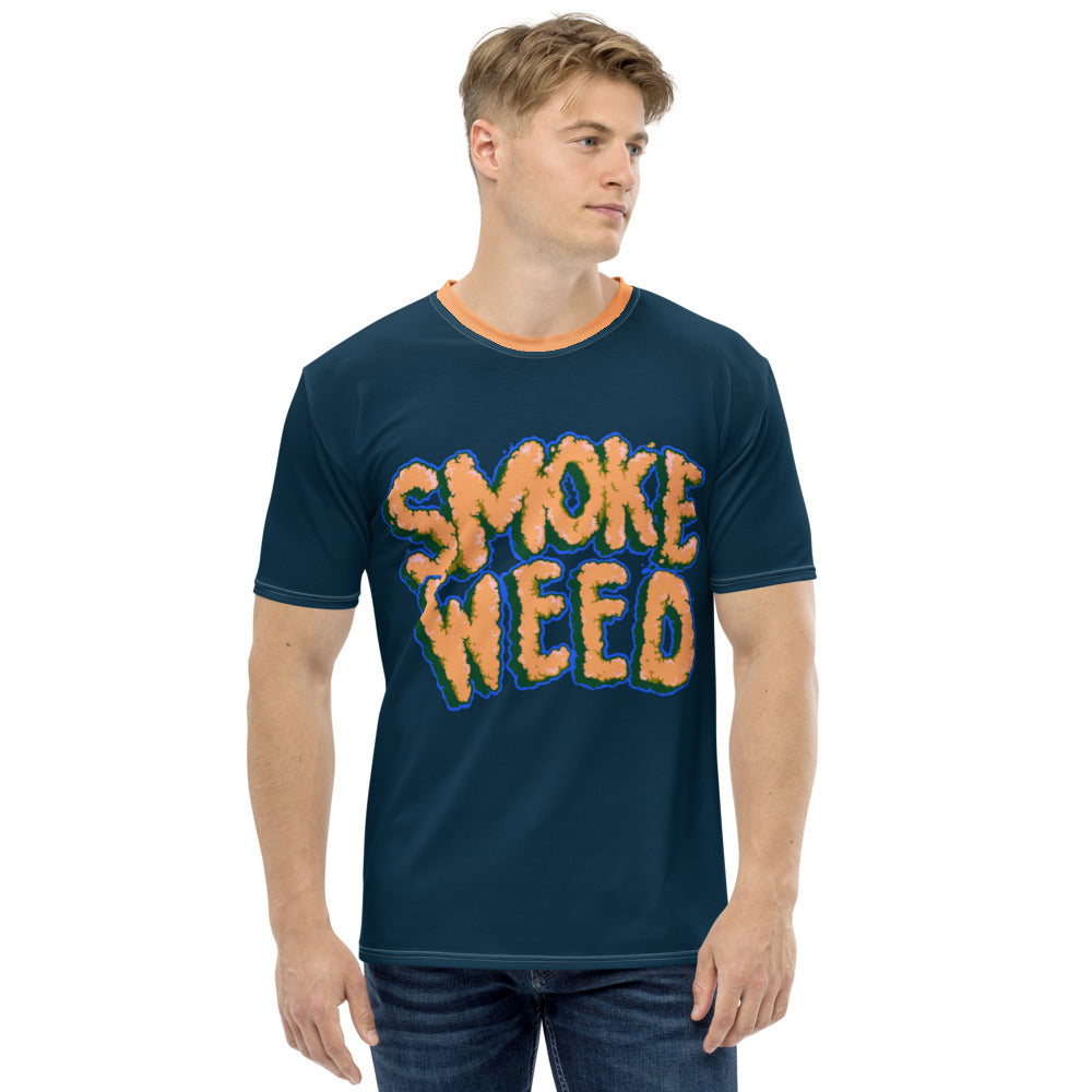 Navy Blue & Orange Smoke Weed Stoners Only Men's t-shirt