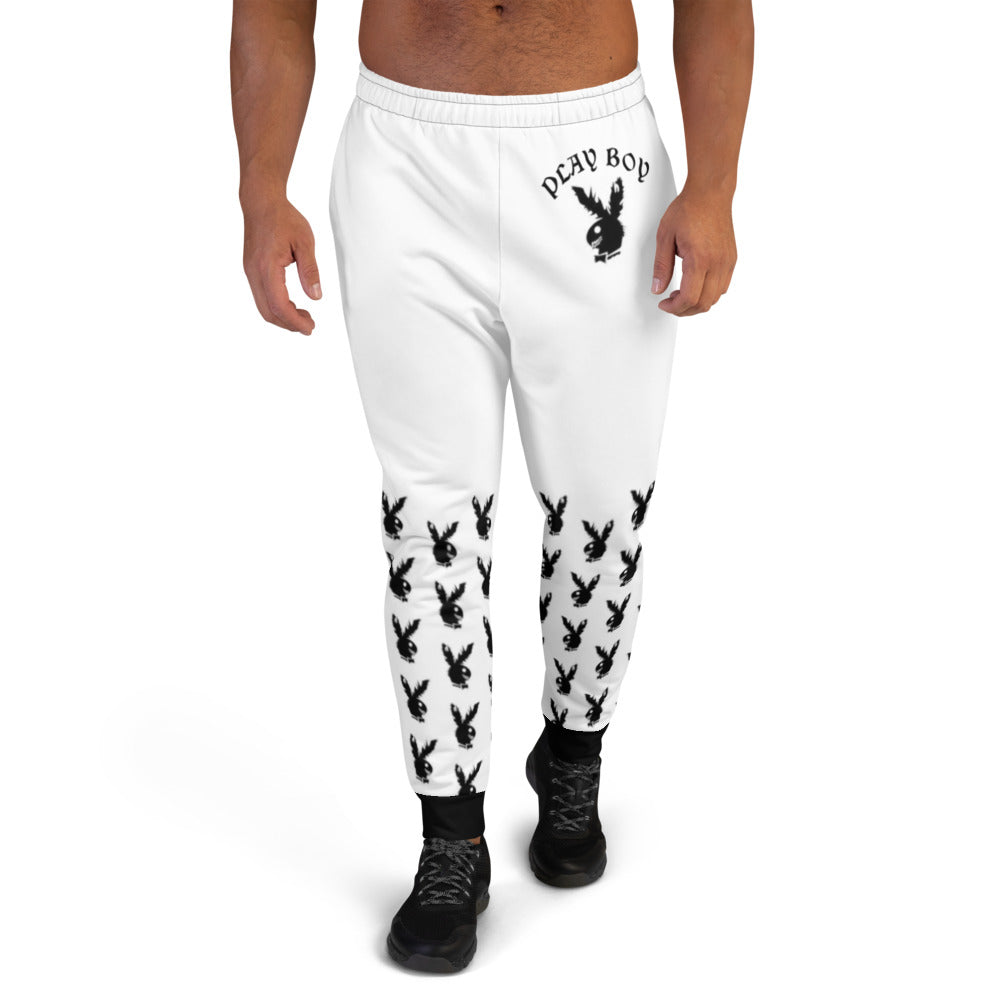 White & Black Play Boy Men's Joggers