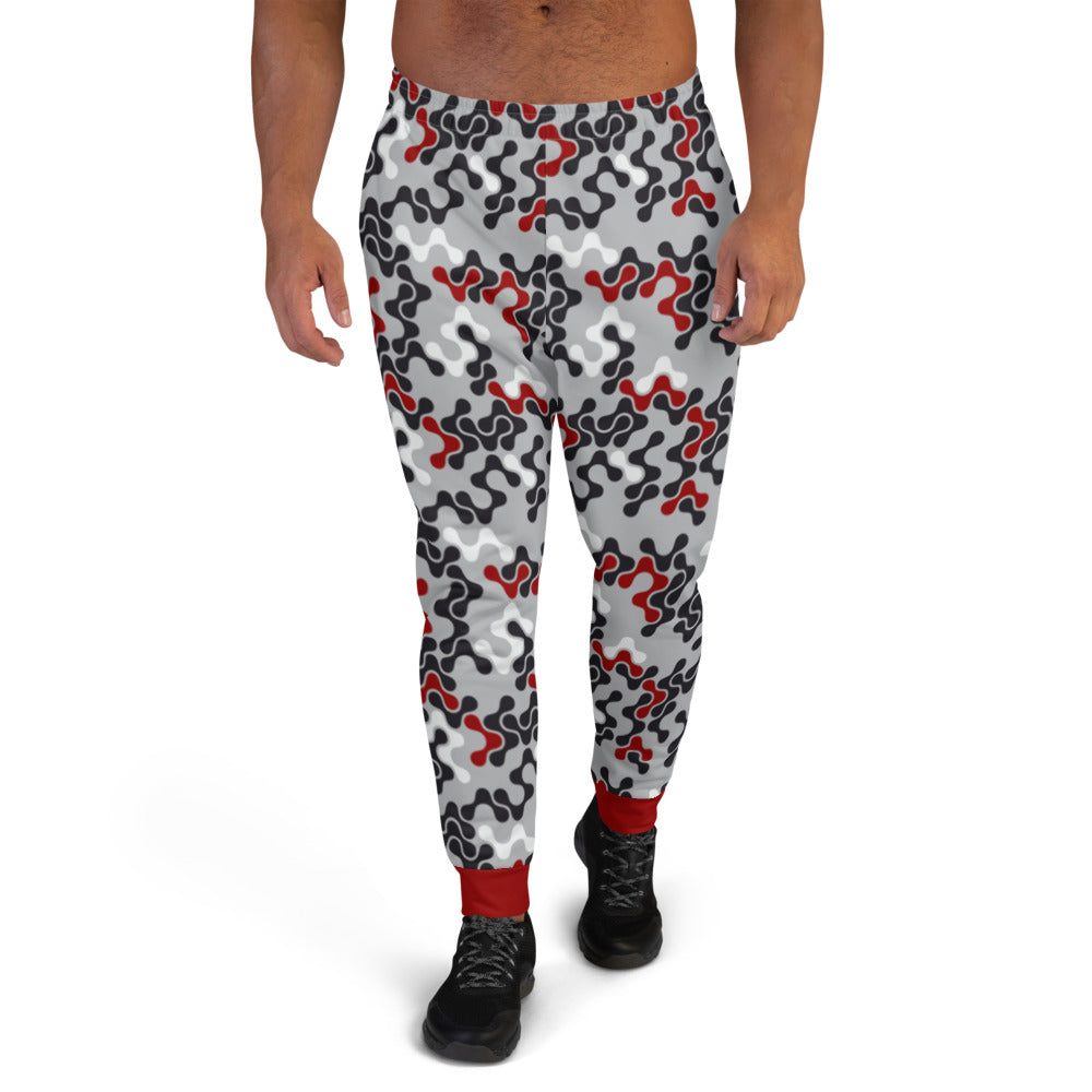 Red, Black & White Abstract Men's Joggers