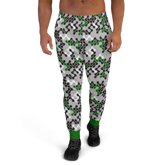 Green, Black & White Abstract Men's Joggers