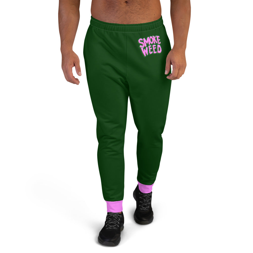 Dark Green & Pink Smoke Weed Stoners Only Men's Joggers