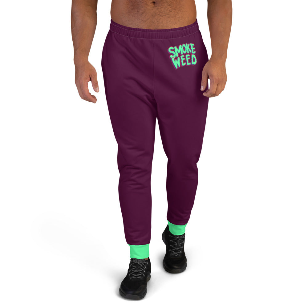 Maroon & Teal Smoke Weed Stoners Only Men's Joggers