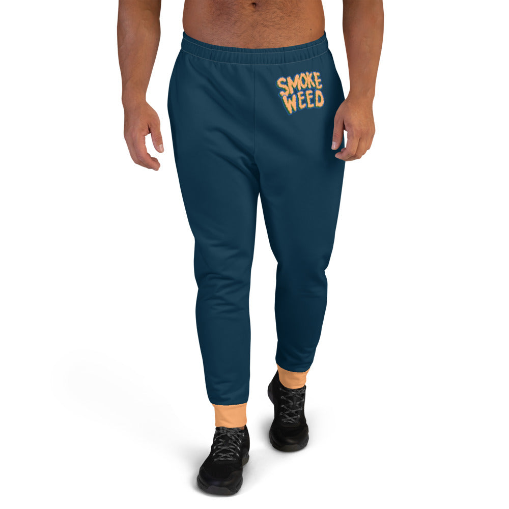 Navy Blue & Orange Smoke Weed Stoners Only Men's Joggers