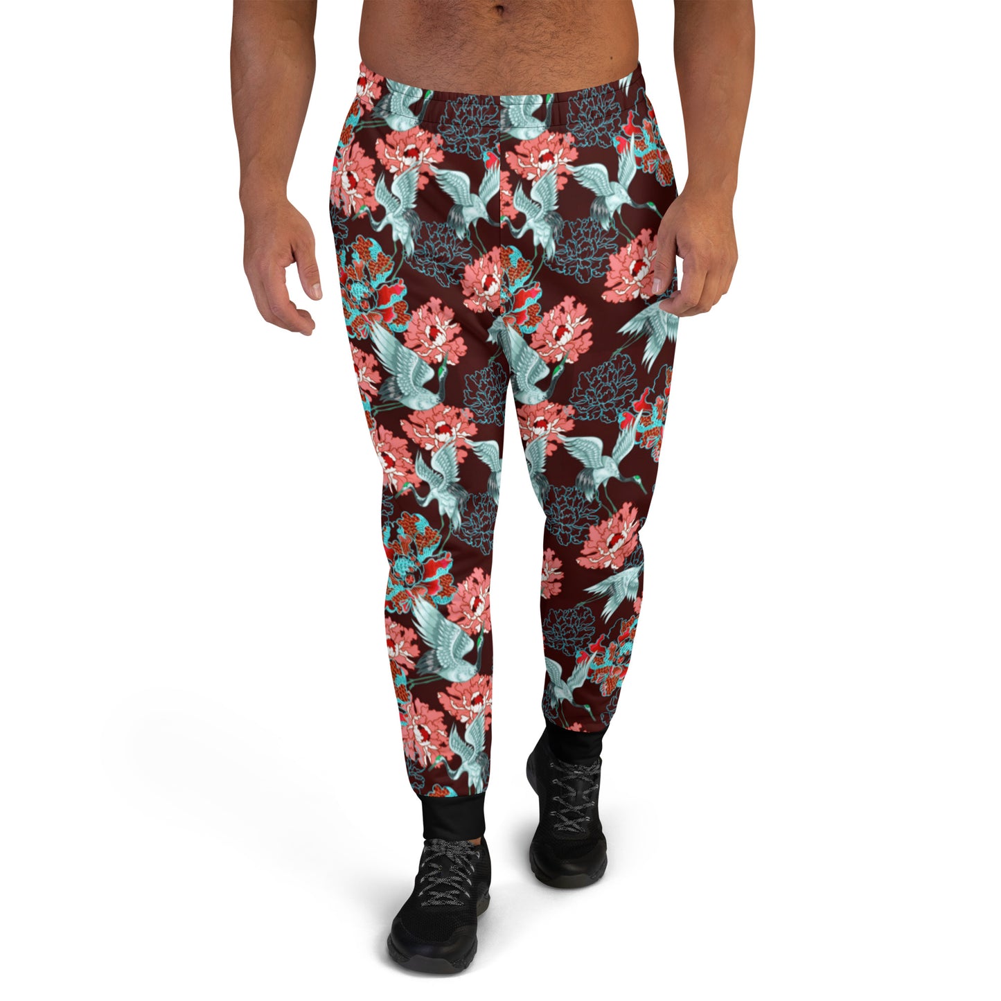 Japanese Flowers With Cranes Men's Joggers