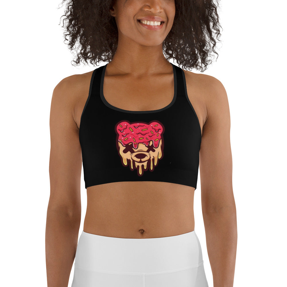 Red & Tan Ice Cream Teddy Sports bra