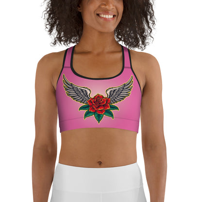 Pink Angel Roses Sports bra