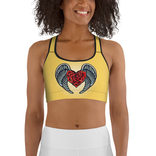 Yellow Angel Roses Sports bra