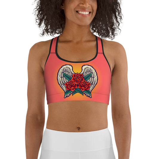 Red Angel Roses Sports bra