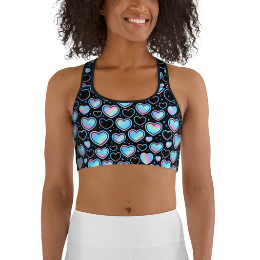 Holographic Hearts Sports bra